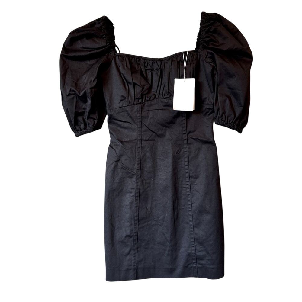 & Other Stories Black Puff Sleeve Mini Dress Womens 0 Preppy Linen Casual Classy